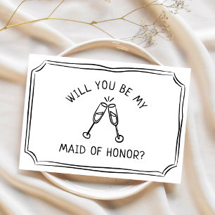 Carte Toast de Champagne Whimsical Maid of Honor Proposi