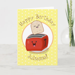 Carte Toast de Cute kawaii et dessin animé de grille-pai