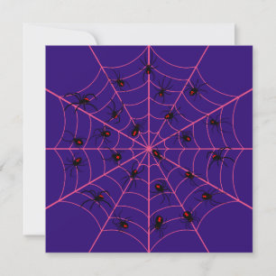 Carte Toile d'araignée noire et rose Art Motif Halloween