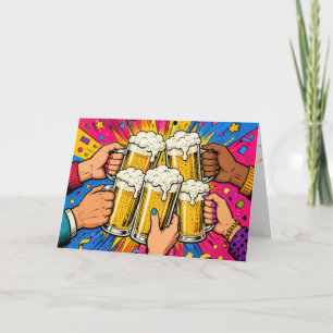 Carte Toile d'art pop pour toast de bière d'anniversaire