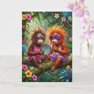 Carte Toile de fond de singe de Noël fantaisiste de la f