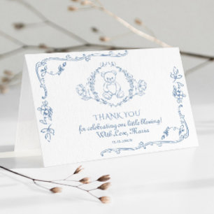 Carte Toile Elégant cadre Teddy ours Merci