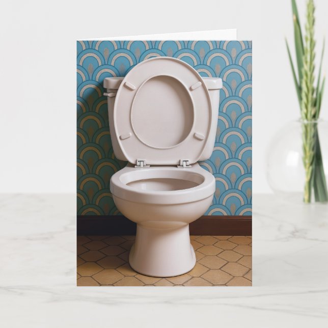 Carte Toilettes d'anniversaire dans une salle de bain ré (Devant)