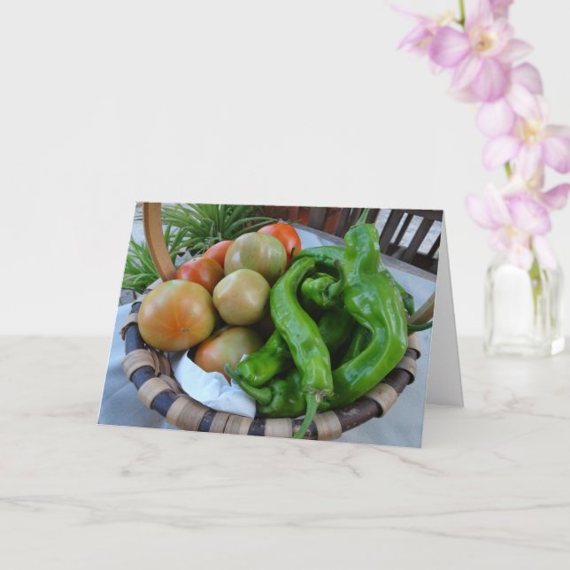 Carte Tomates et poivrons verts en panier (Orchidée)