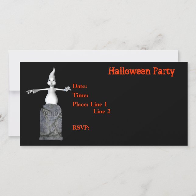 Carte Tombstone Invitation Fantôme Halloween Party (Devant)