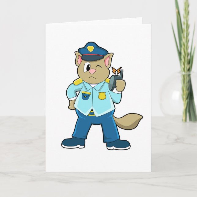Carte Tomcat en policier avec uniforme et microphone (Devant)