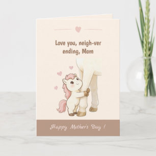 Carte Tons chauds doux Mignonne petite poney Amour sans