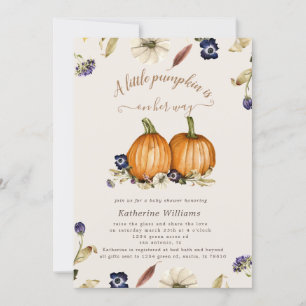 Carte tons d'automne citrouille baby shower 