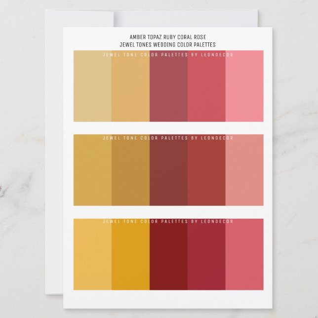 Carte Topaz Ruby Coral Rose Bijou Tone Mariage couleur (Devant)