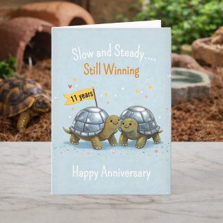Carte Tortoises anniversary Turtle 11th wedding