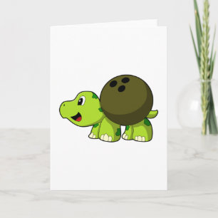 Carte Tortue au bowling avec boule de bowling