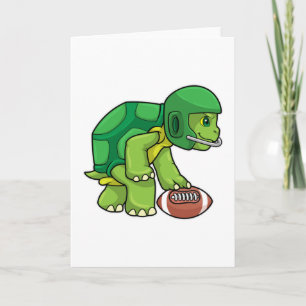 Carte Tortue au sport avec ballon de football et casque