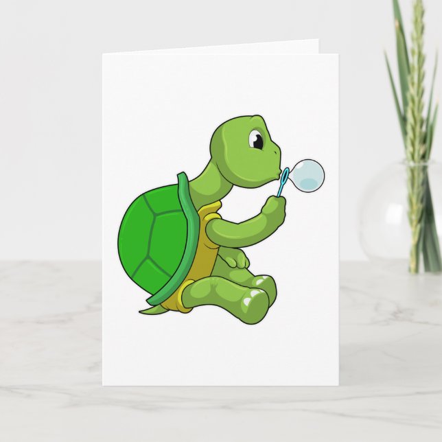 Carte Tortue avec bulles de savon (Devant)