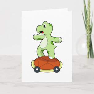 Carte Tortue avec carapace comme skateboard