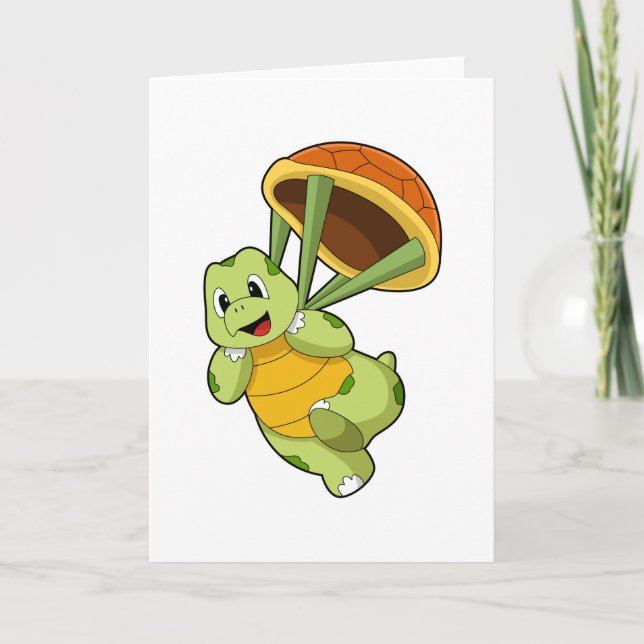 Carte Tortue avec carapace en parachutiste (Devant)