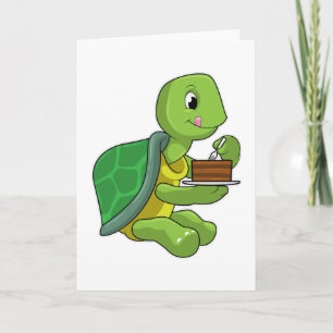 Carte Tortue avec gâteau