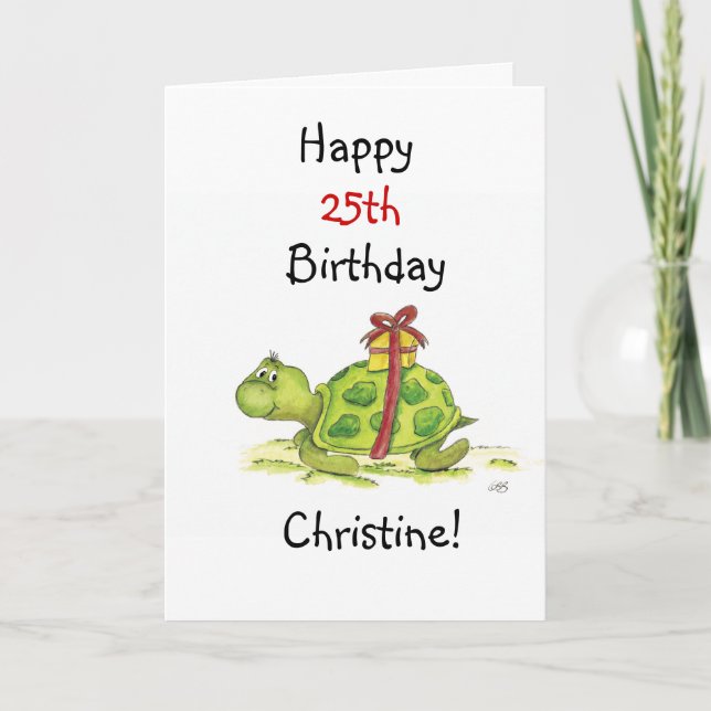 Carte Tortue d'anniversaire - Customisez l'âge et le nom (Devant)
