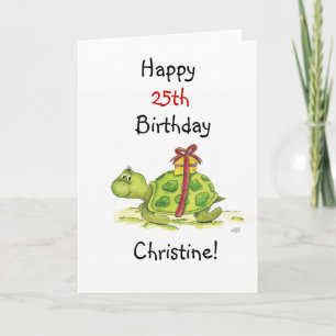 Carte Tortue d'anniversaire - Customisez l'âge et le nom