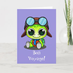 Carte Tortue de dessin animé Chibi mignonne Bon Voyage