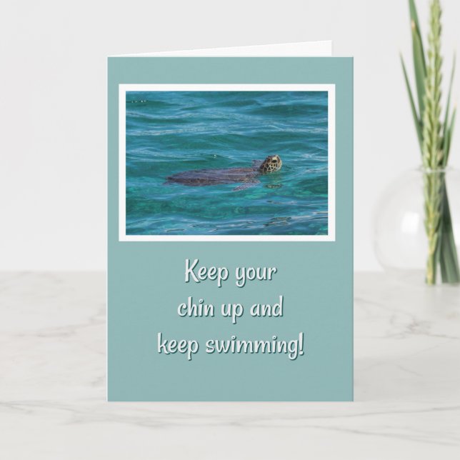 Carte Tortue de mer Continuer à nager Encouragement (Devant)