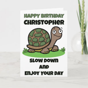 Carte Tortue Drôle Anniversaire Lent Et Régulier Personn