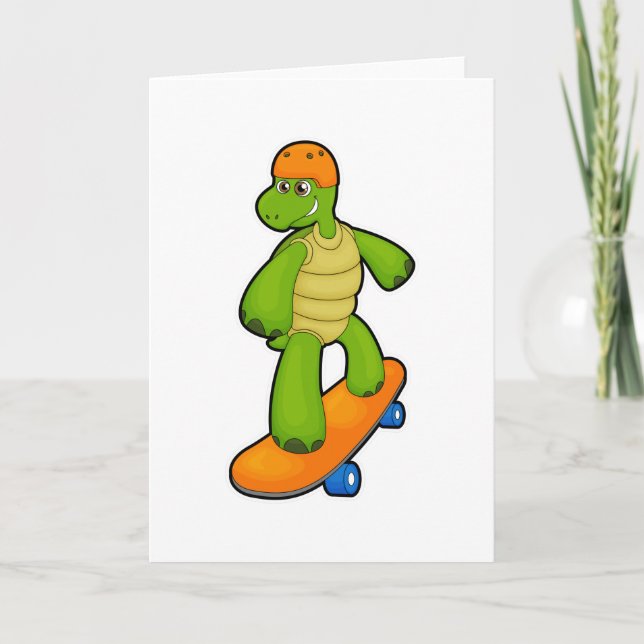 Carte Tortue en planchiste avec planche à roulettes et c (Devant)