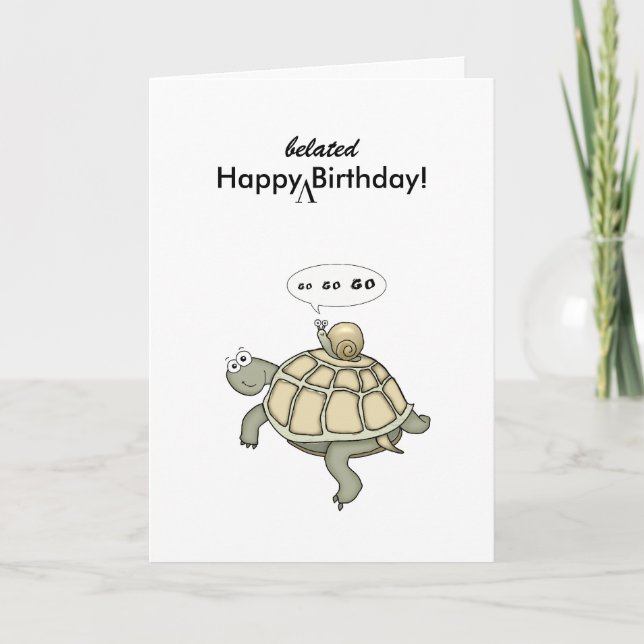 Carte Tortue et escargot Go Go Go Go Go. Joyeux Annivers (Devant)