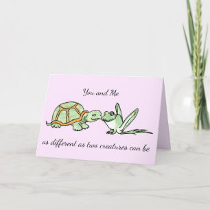 Carte Tortue et grenouille de Saint-Valentin