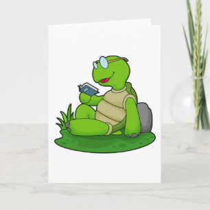 Carte Tortue lisant un livre