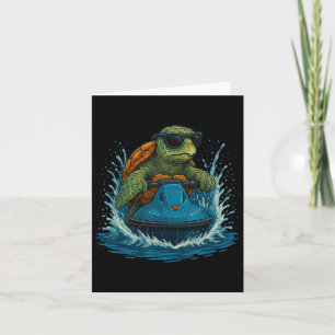 Carte Tortue Marine cool Avec Sungles Jet Ski Rider Summ