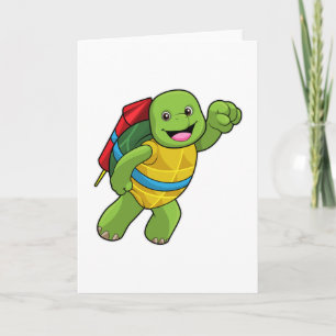 Carte Tortue volant avec fusée