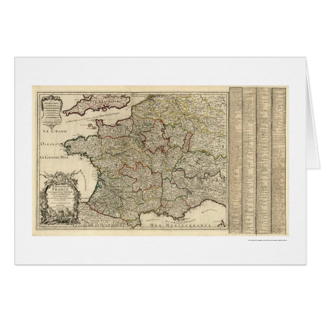 Carte tôt de la France 1700 (Devant horizontal)