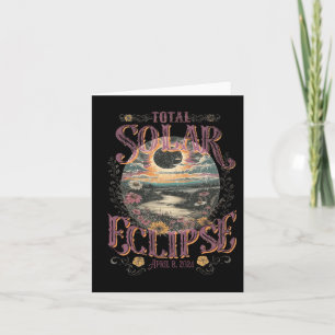 Carte Total Éclipse Solaire 8 avril 2024 Fleurs Vintages