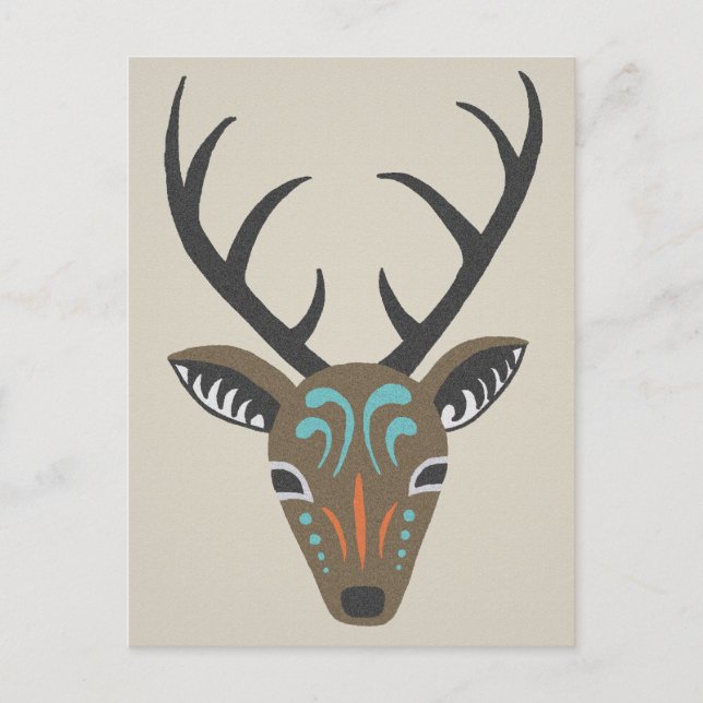 Carte Totem Tribal de Deer Antler Modern Wildlife (Devant)