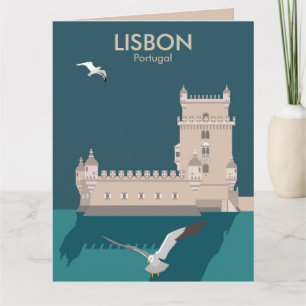 Carte Tour de Belem de Lisbonne dans le style poster vin