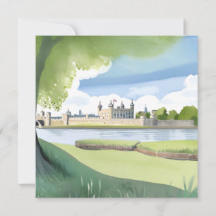 Carte Tour de Londres   Paysage aquarelle Royaume-Uni