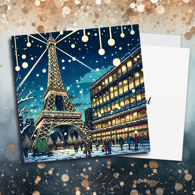 Carte Tour Eiffel à Paris, France à l'heure de Noël (Créateur téléchargé)