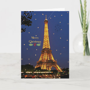 Carte Tour Eiffel Noël, photographie festive de fêtes