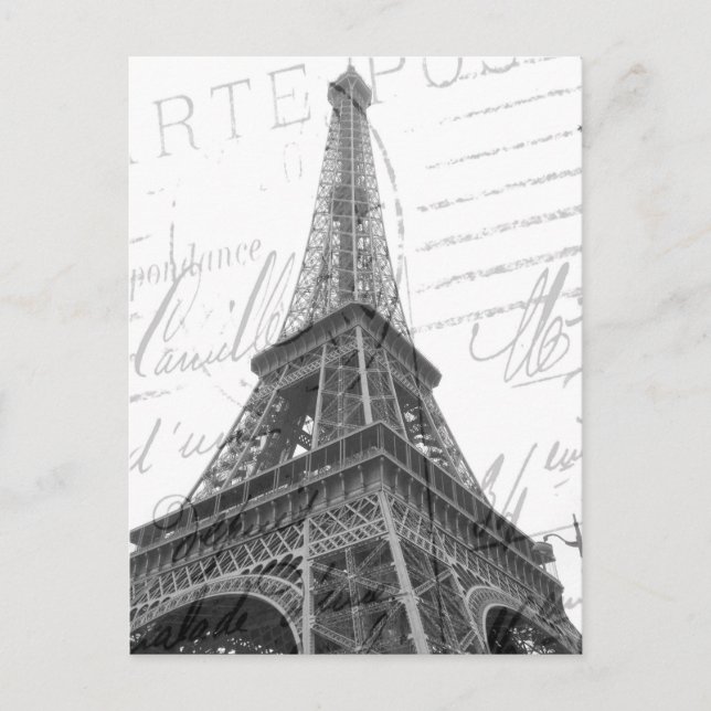 Carte Tour Eiffel, Noir & Blanc, Vertical (Devant)
