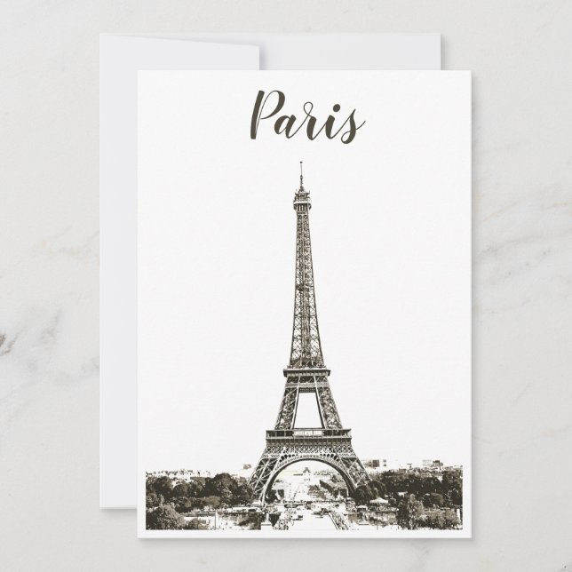 Carte Tour Eiffel noir et blanc (Devant)
