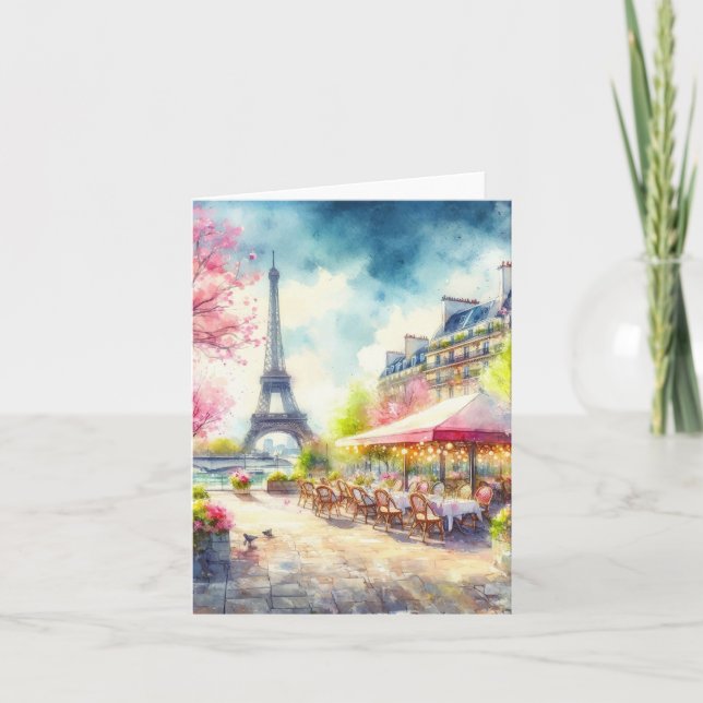 Carte Tour Eiffel Paris France Aquarelle (Devant)