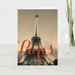 Carte Tour Eiffel Paris France Sépia Voyage Vintage