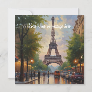 Carte Tour Eiffel Paris Voyage Art Rétro Vintage Nom