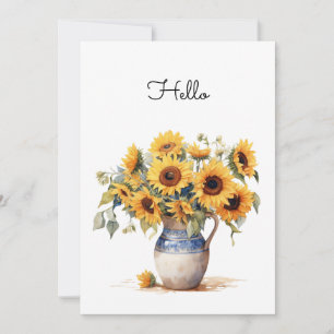 Carte Tournesol aquarelle illustration plat