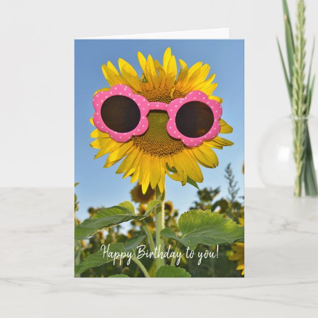Carte Tournesol avec des lunettes de soleil pour (Devant)