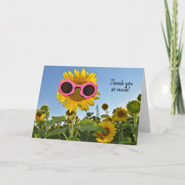 Carte Tournesol avec lunettes de soleil pour remercier (Devant)