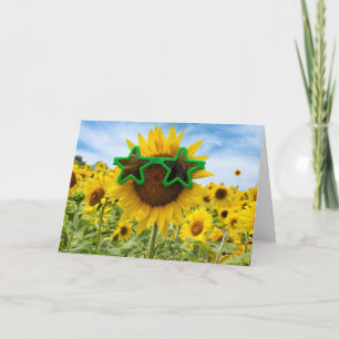 Carte Tournesol avec lunettes de soleil Star