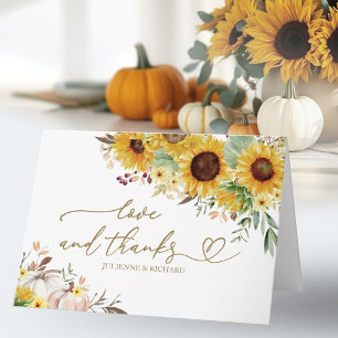 Carte Tournesol Citrouille Remerciement de Mariage d'Aut