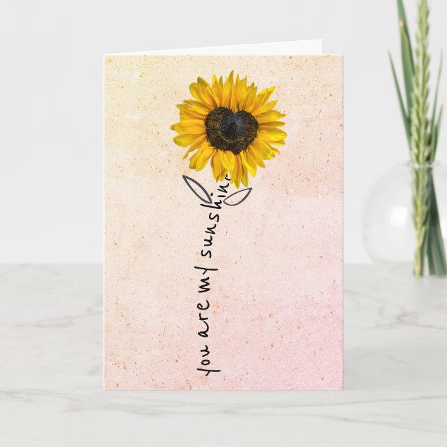 Carte Tournesol Coeur Anniversaire (Devant)