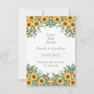Carte Tournesol et Eucalyptus Enregistrer la date